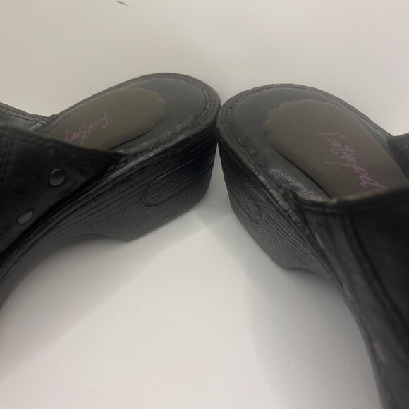 Born Black Leather Studded Slip-On Clogs 9 Comfortable Durable y2k chunky block - Picture 4 of 10